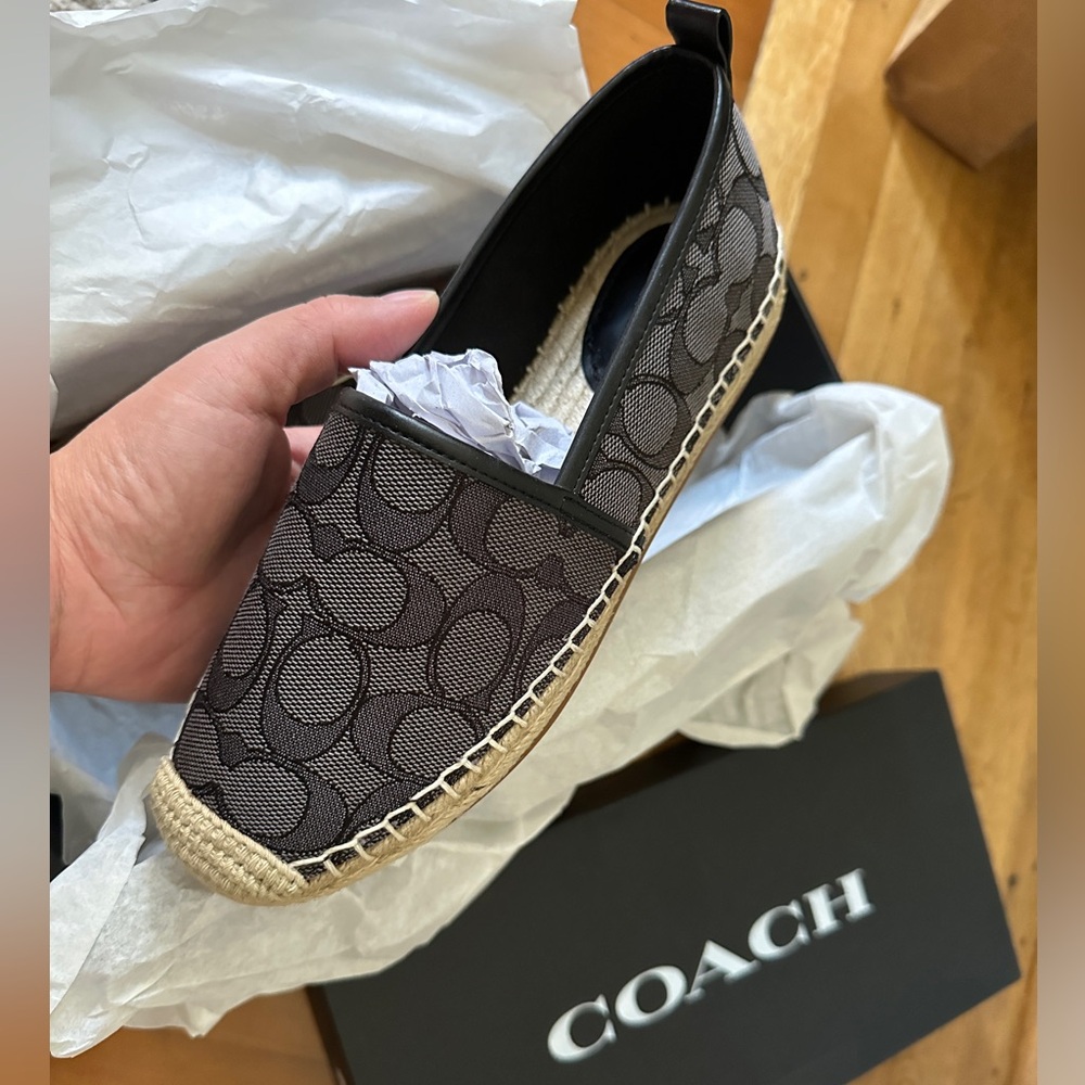 NIB - COACH Codi Espadrille In Signature Jacquard -  Black - size 5 US - Picture 14 of 14